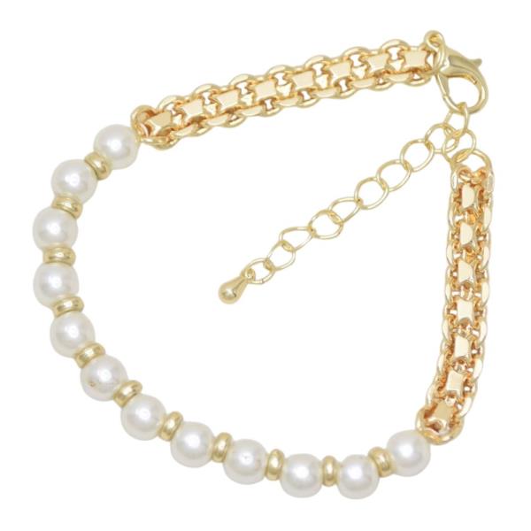 PEARL METAL CHAIN BRACELET