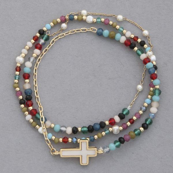 CROSS BEADED BRACELET SET