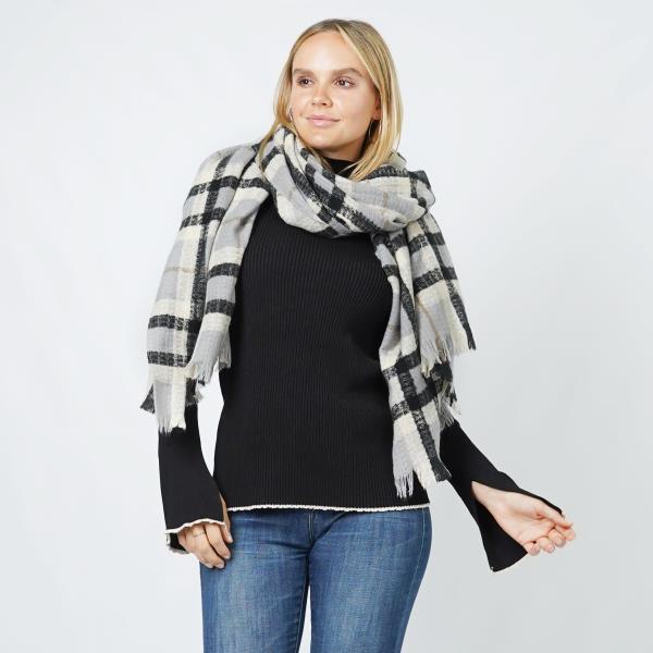 PLAID LUREX OBLONG SCARF/SHAWL