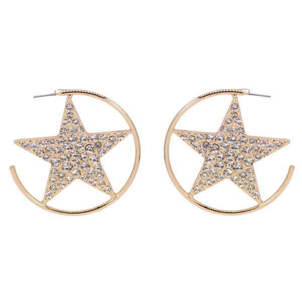 RHINESTONE STAR HOOP EARRING