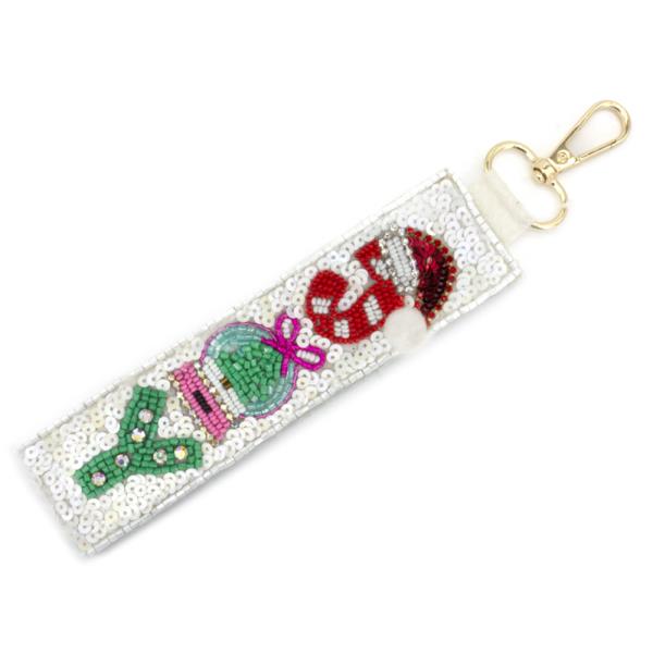 SEED BEAD CHRISTMAS JOY KEYCHAIN