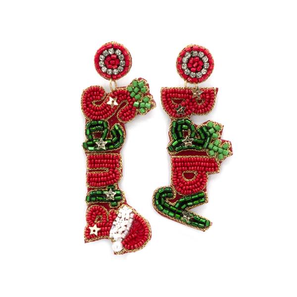 CHRISTMAS SANTA BABY SEED BEAD EARRINGS