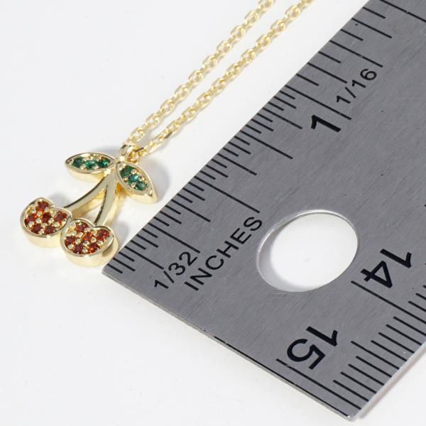 GOLD DIPPED CZ CHERRY PENDANT NECKLACE