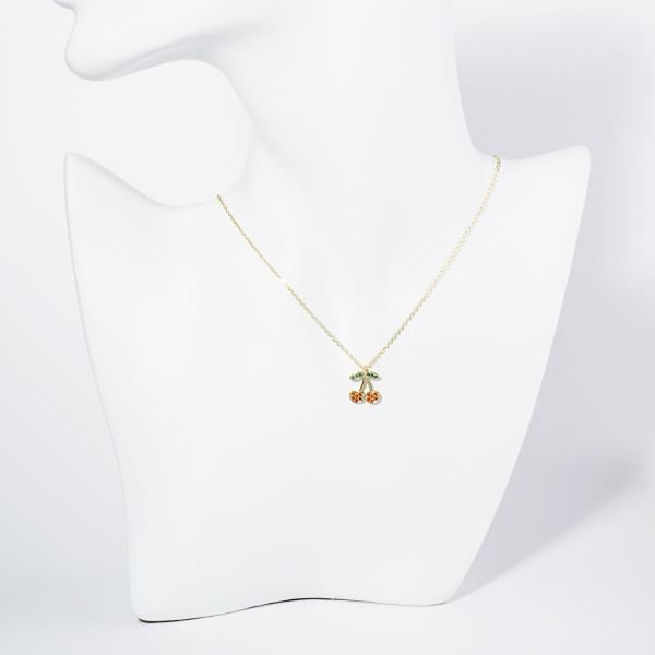 GOLD DIPPED CZ CHERRY PENDANT NECKLACE