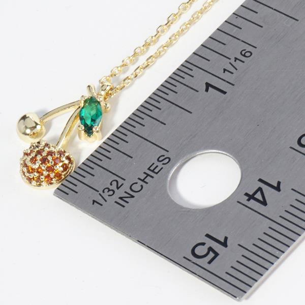 GOLD DIPPED CZ CHERRY PENDANT NECKLACE