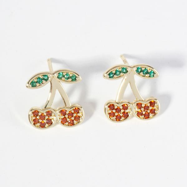 DIPPED CZ CHERRY EARRING