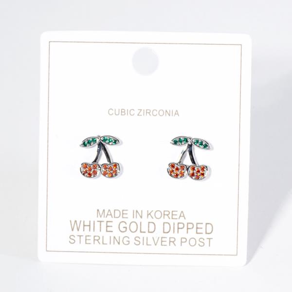 DIPPED CZ CHERRY EARRING