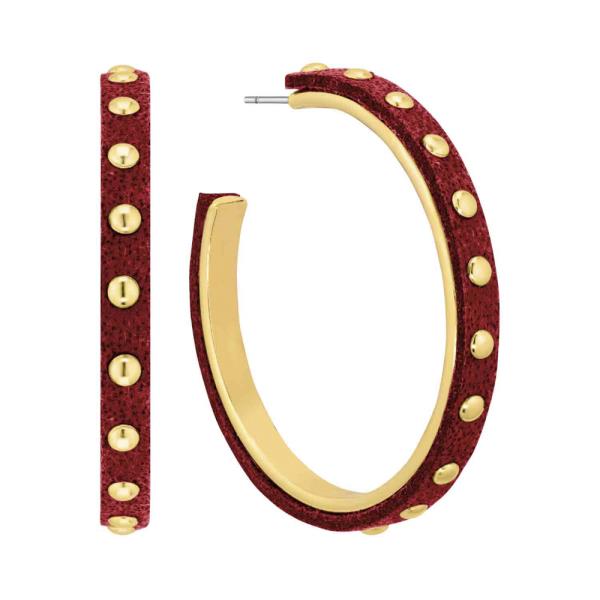 ROPE ROUND STUDDED C HOOP EARRING