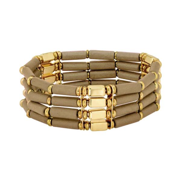 WOOD METAL 4 SET STRETCH BRACELET