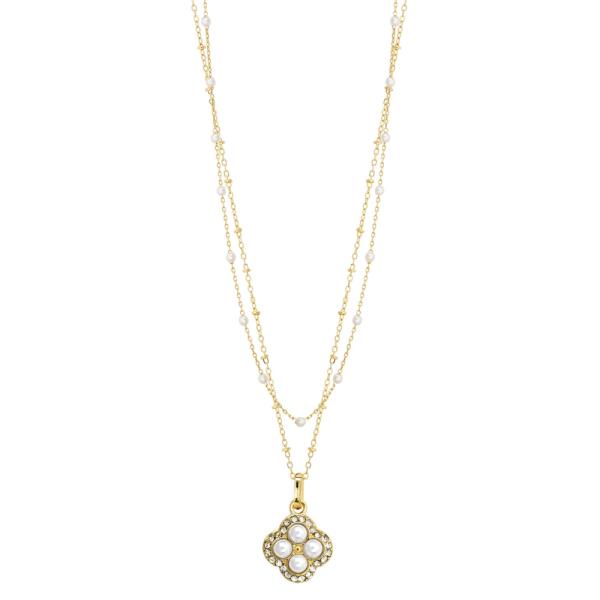 PAVE PEARL 2 LAYER SHORT NECKLACE