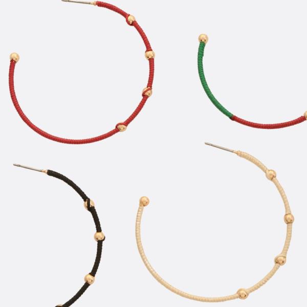 THREAD METAL HOOP EARRINGS