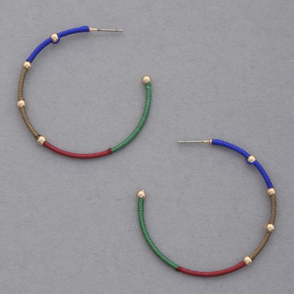 THREAD METAL HOOP EARRINGS