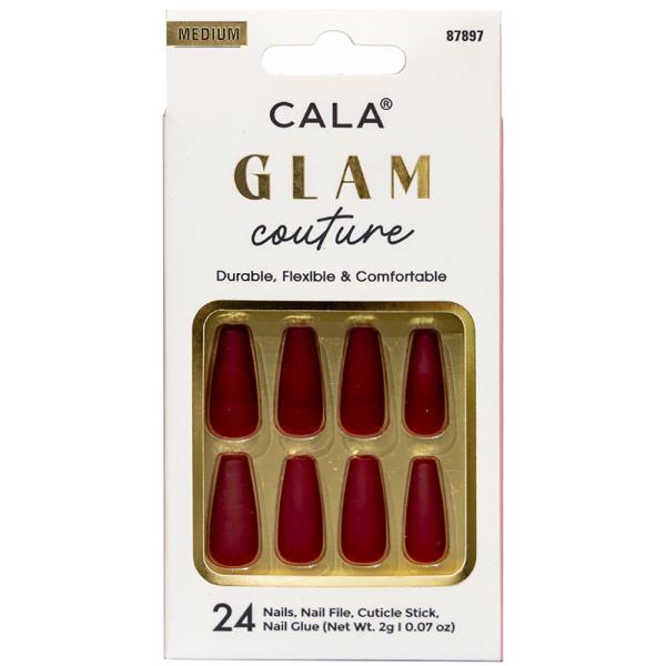 GLAM COUTURE MEDIUM COFFIN RED MATTE NAIL DECORATION SET