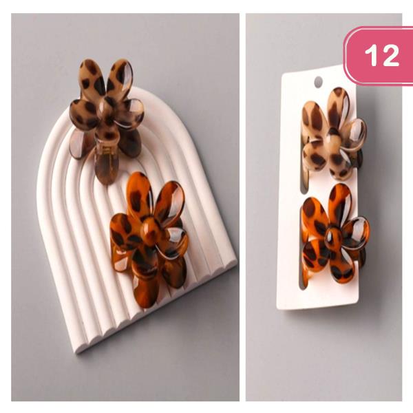 FLOWER SPOTTED HAIR CLAW CLIP (12 UNITS)