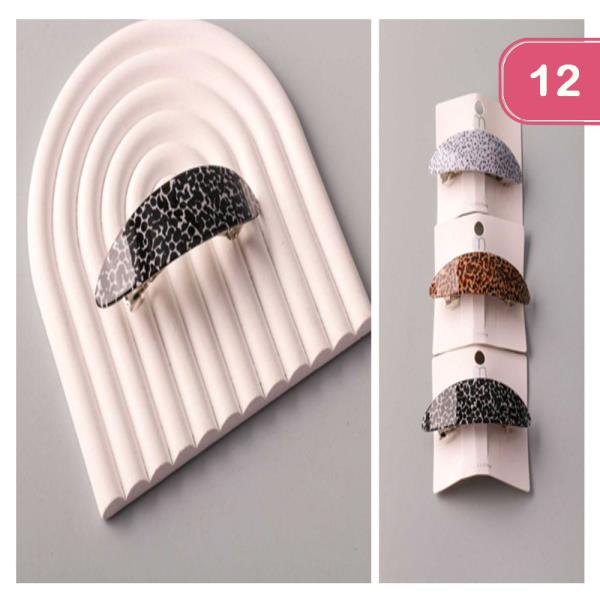 ACETATE OVAL SPOTTED BARRETTE HAIR PIN (12 UNITS)