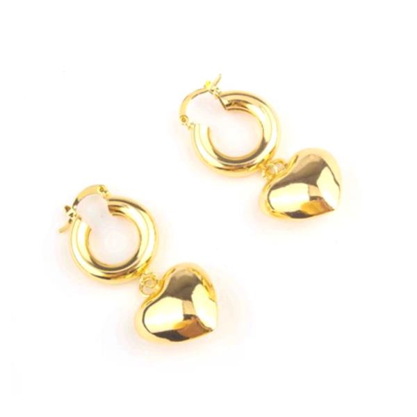 GOLD PLATED CHUNKY HEART HUGGIE EARRING