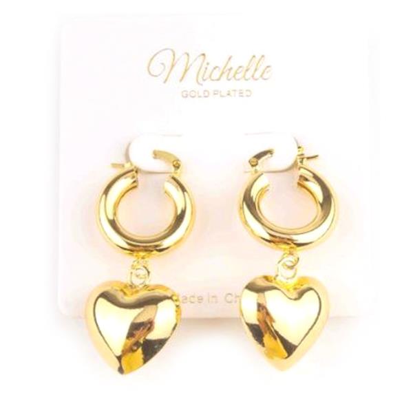 GOLD PLATED CHUNKY HEART HUGGIE EARRING