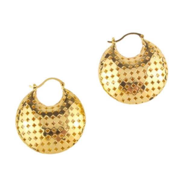 GOLD PLATED CHUNKY CHECKER FAN EARRING