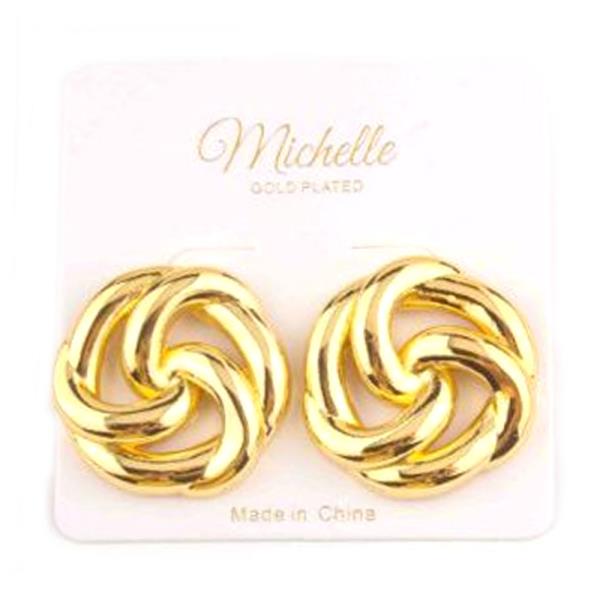 GOLD PLATED CELTIC TWISTED BUTTON EARRING