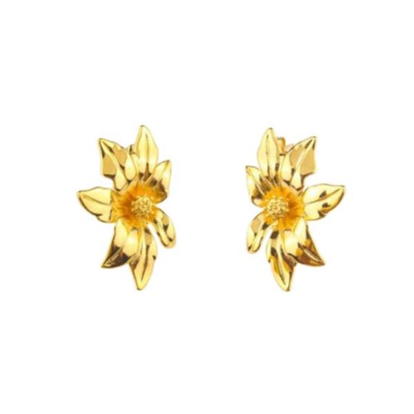 GOLD PLATED SPLIT FLOWER POST EARRING