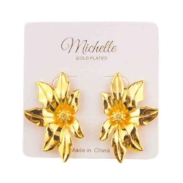 GOLD PLATED SPLIT FLOWER POST EARRING