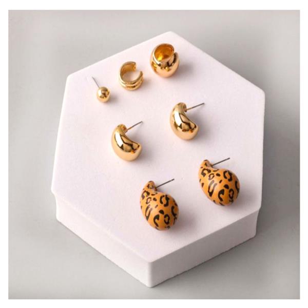 CHEETAH CUFF TEARDROP EARRING SET