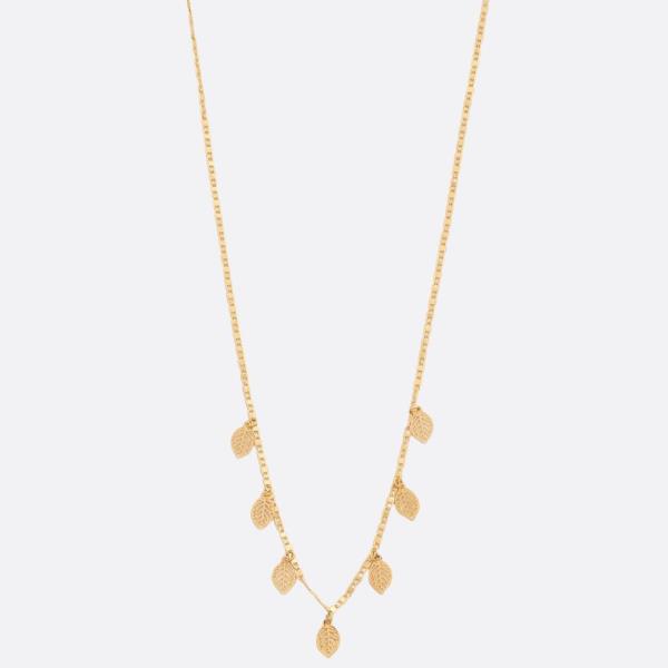 LEAF CHARM METAL NECKLACE