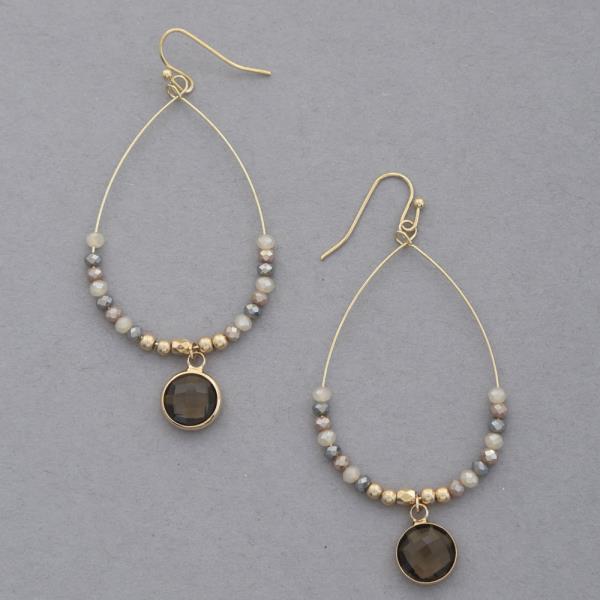 ROUND CHARM BEADED TEARDROP DANGLE EARRING