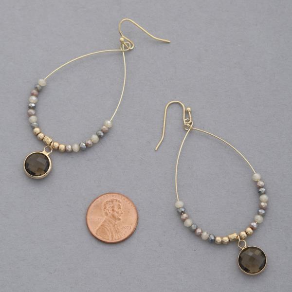 ROUND CHARM BEADED TEARDROP DANGLE EARRING