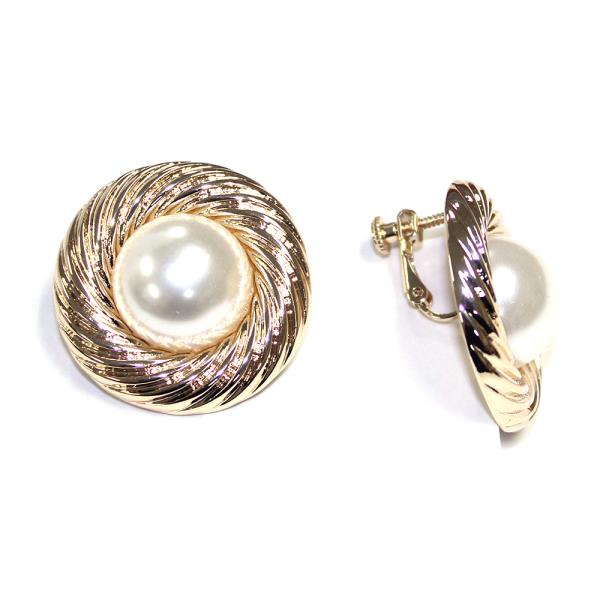 METAL PEARL STUD EARRING