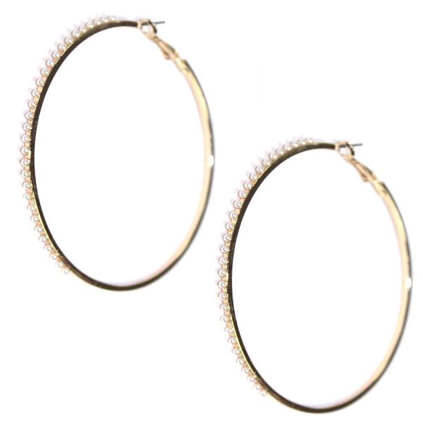 METAL PEARL HOOP EARRING