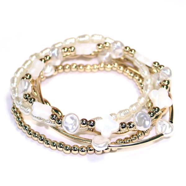 CLOVER METAL STRETCH BRACELET SET