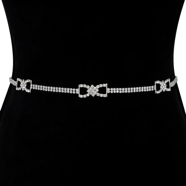 RHINESTONE BOW TIE HOOK BELT