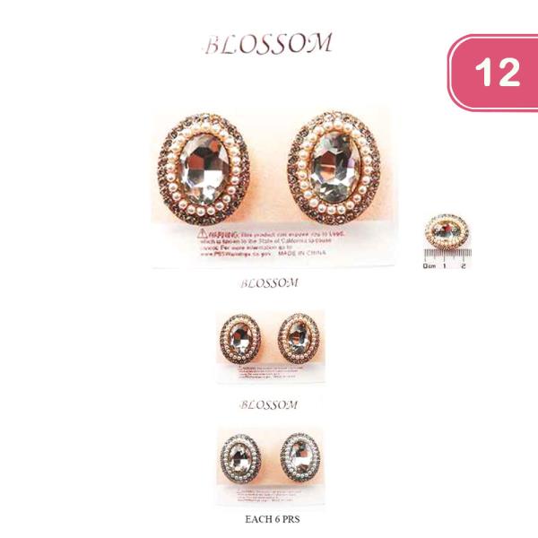 RHINESTONE PEARL STUD EARRING (12 UNITS)