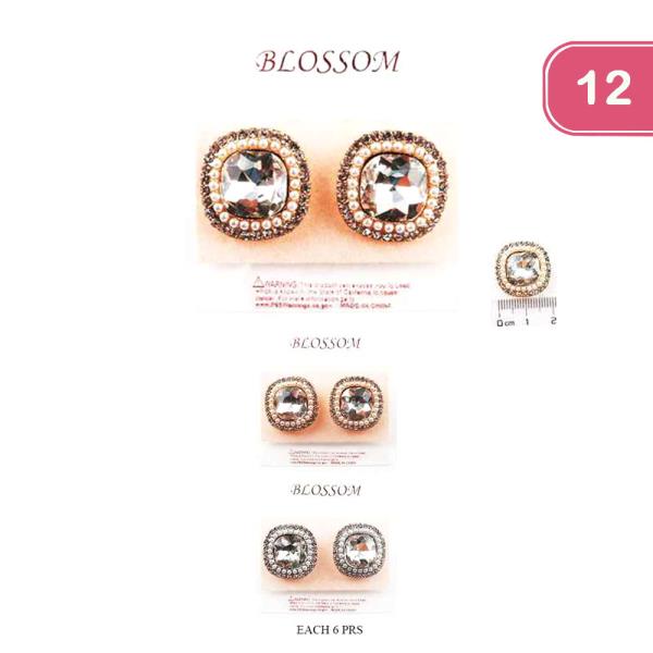 RHINESTONE STUD EARRING (12 UNITS)