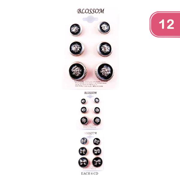 3 PAIR STUD EARRING SET (12 UNITS)