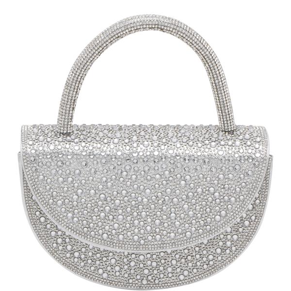 RHINESTONE ROUND HANDLE EVENING BAG