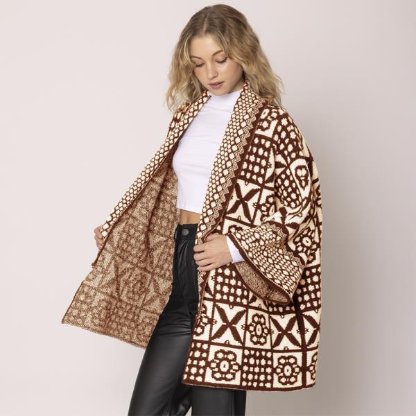 TILE PATTERN KNIT CARDIGAN