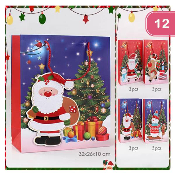 CARTOON SANTA AND FRIENDS CHRISTMAS GIFT BAG (12 UNITS)