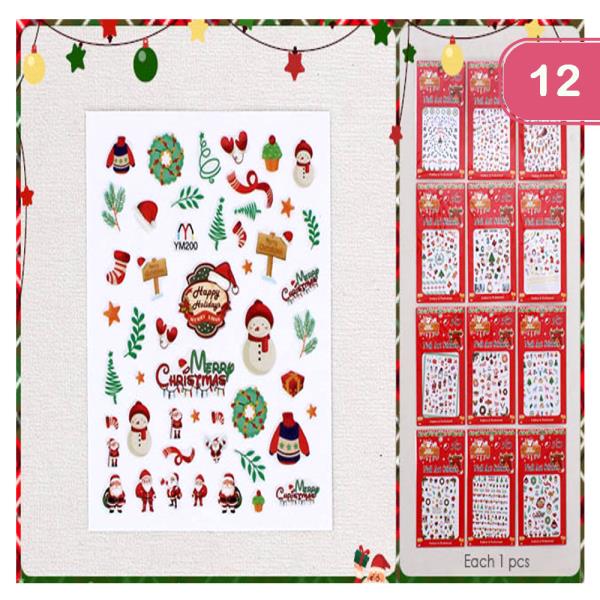 MERRY CHRISTMAS NAIL ART STICKER (12 UNITS)