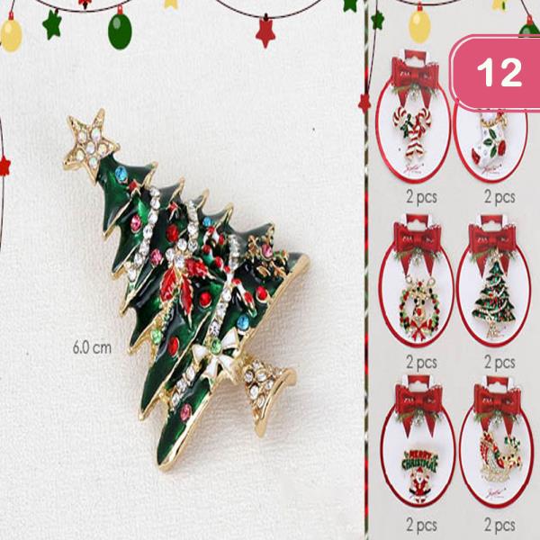 MIX CHRISTMAS THEME BROOCH (12 UNITS)