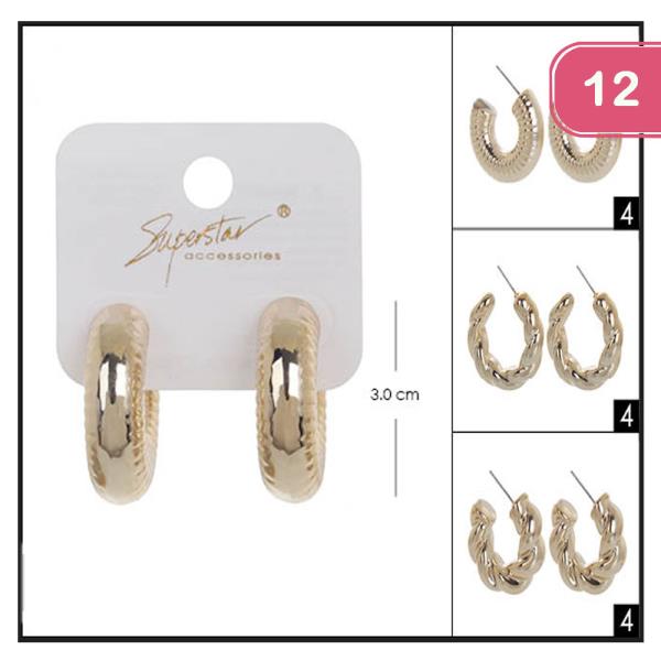 TEXTURED HOOP EARRING (12 UNITS)