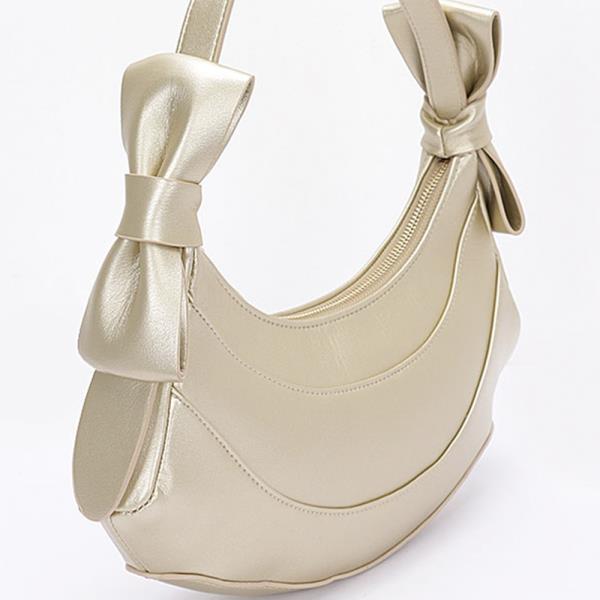 FAUX LEATHER HOBO BAG W BOWS