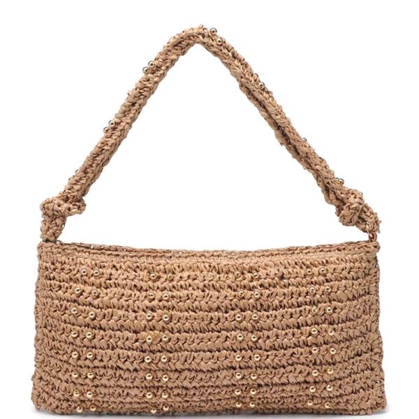 KNOTTED WOVEN STRAW CLARISSA SHOULDER BAG