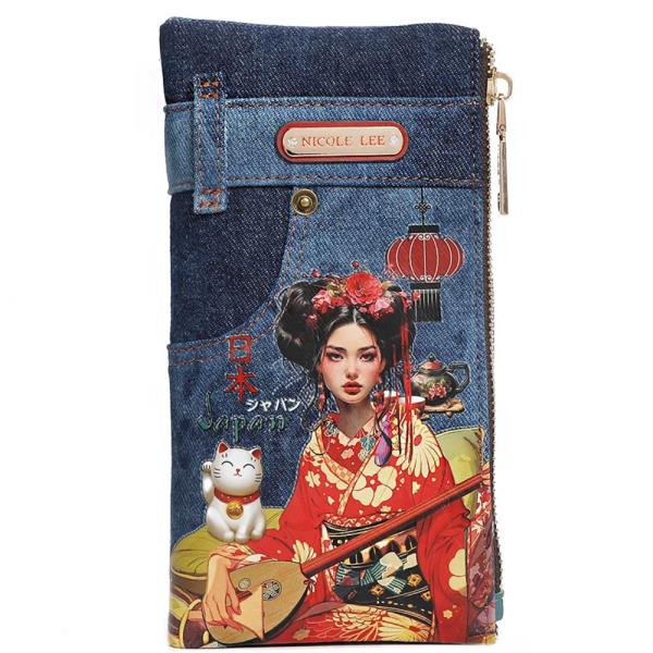 NICOLE LEE DENIM AMANDA 2 PIECE BIFOLD ANTI THEFT RFID WALLET