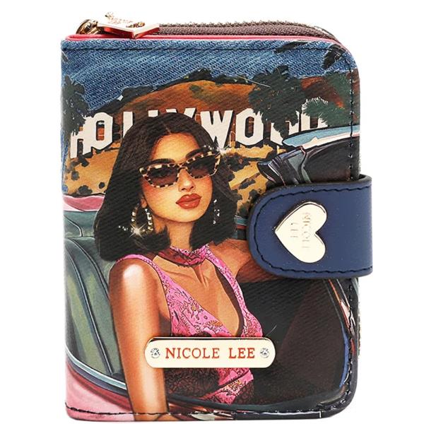 NICOLE LEE DENIM HEART BIFOLD ANTI THEFT RFID WALLET