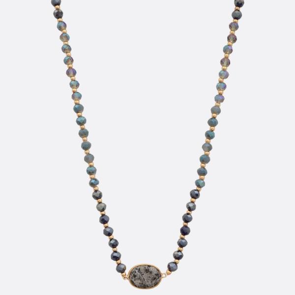 SEMI PRECIOUS STONE BEADED LONG NECKLACE