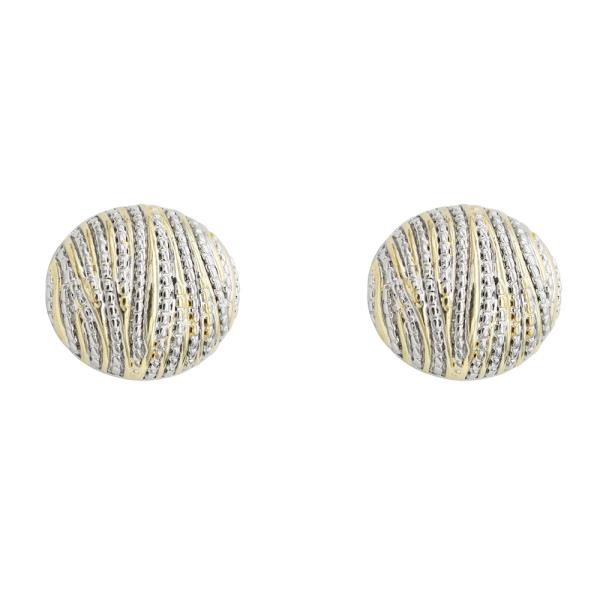 TWO TONE ROUND STUD EARRING