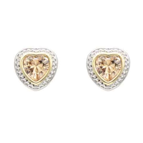 HEART CZ RHINESTONE STUD EARRING