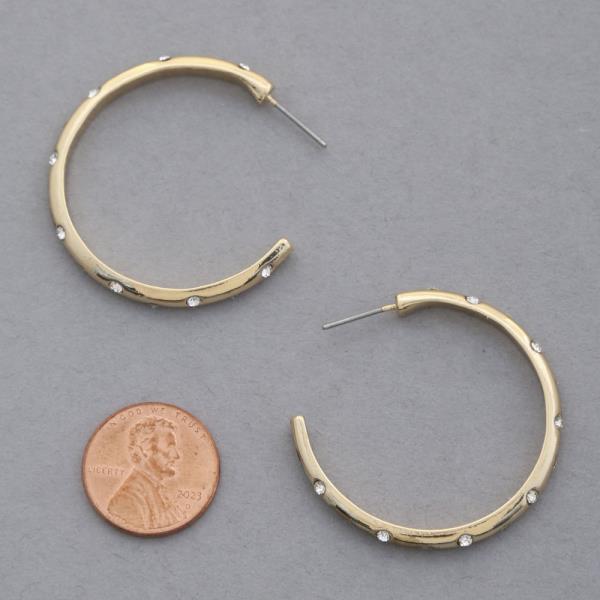 RHINESTONE OPEN HOOP EARRING